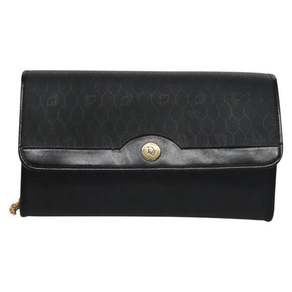 DIOR Honeycomb Canvas Chain Shoulder Bag Pvc Black Gold - Picture 2 of 12